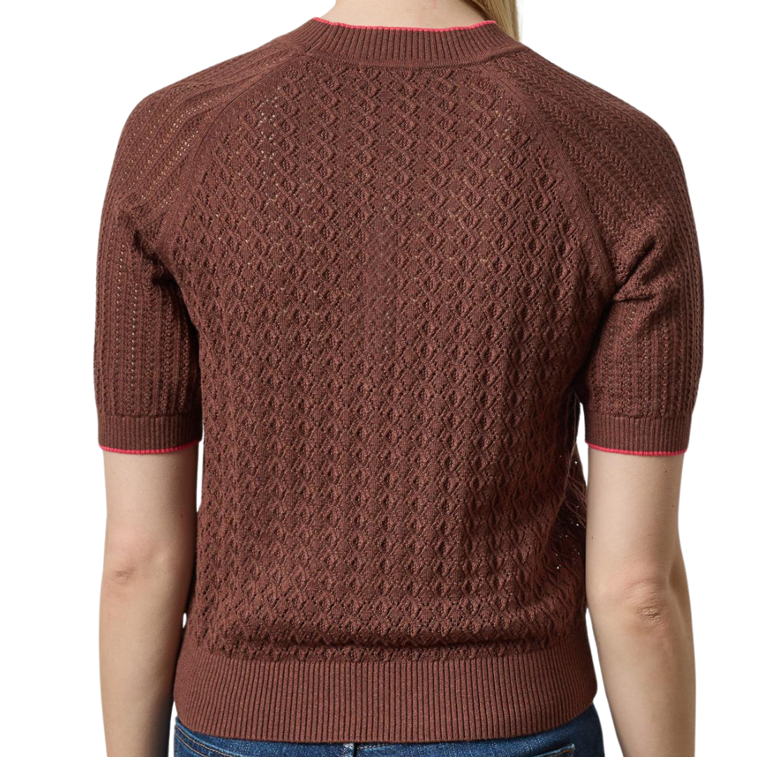 Mixed Stitch Crewneck Sweater in Java