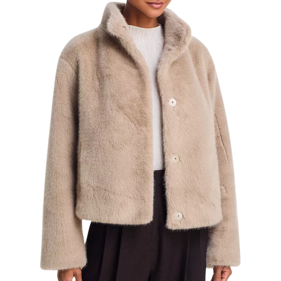 Sheena Luxe Faux Fur Jacket in Beige