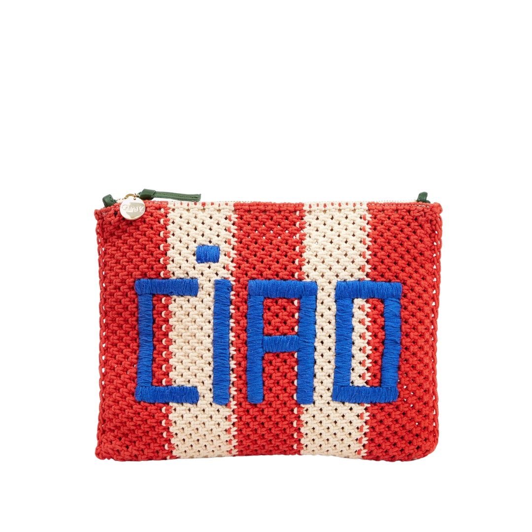 Flat Clutch W/ Tabs in Cream Bright Poppy
