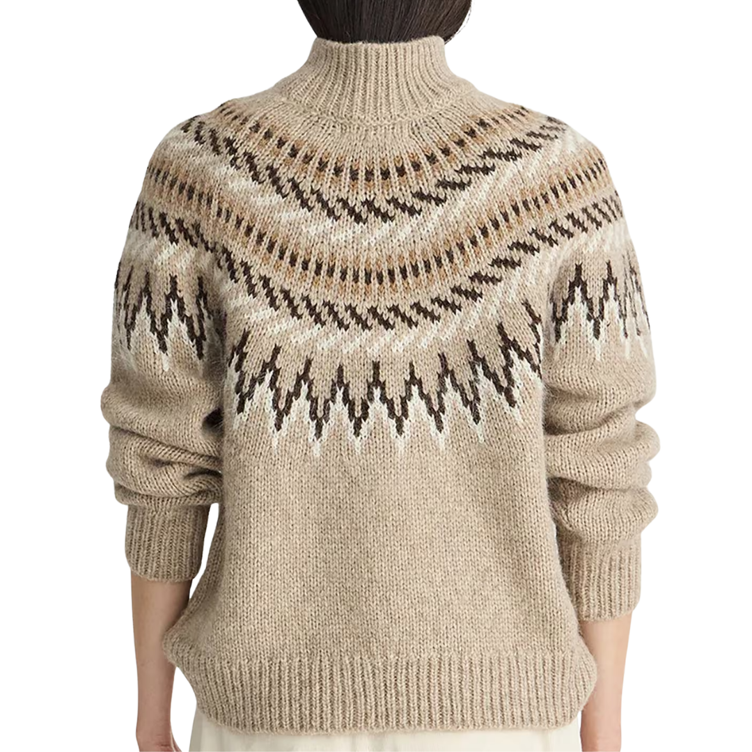 Fair Isle Mock Neck in Oatmeal