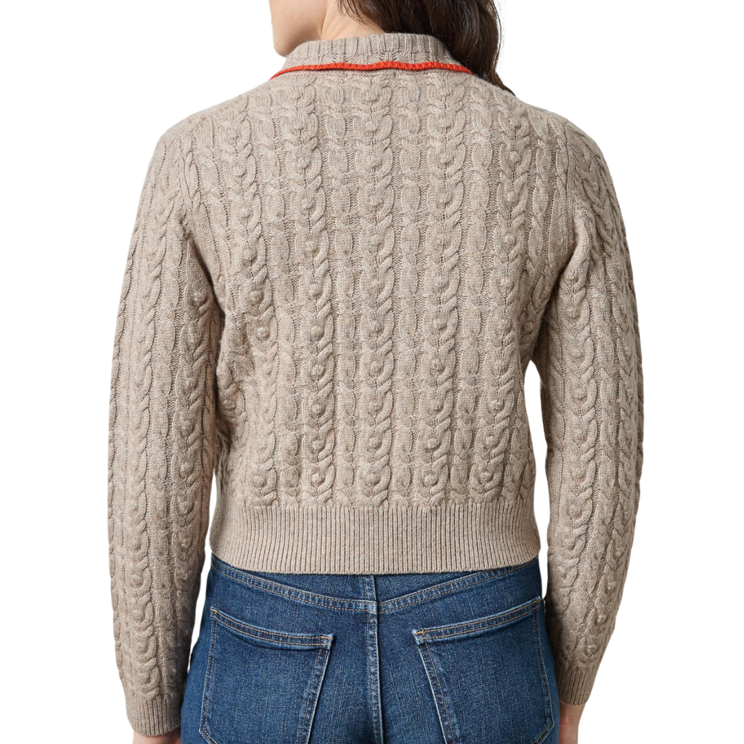 Long Sleeve Polo Cardigan in Birch