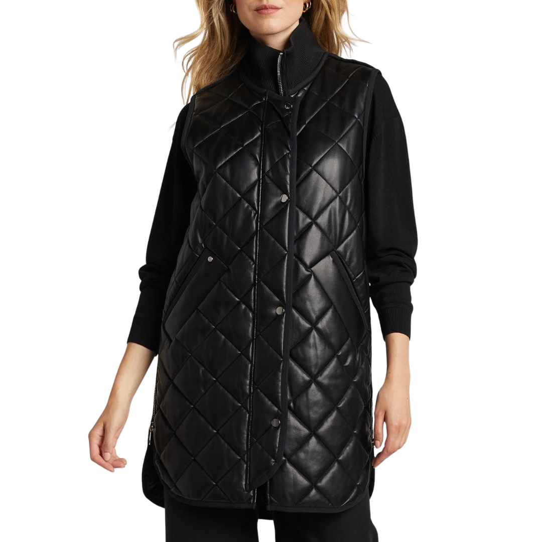 Destiny Vegan Leather Vest in Black