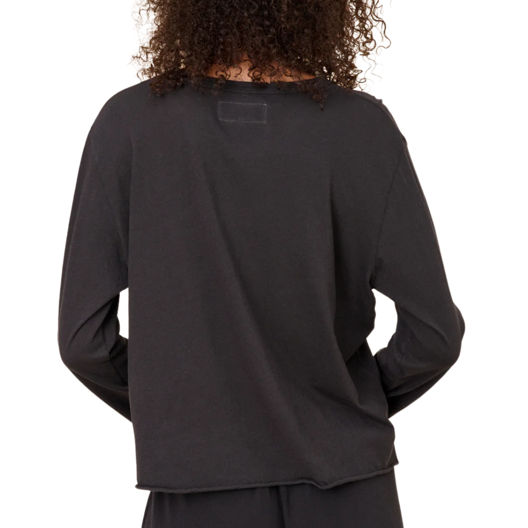 The Long Sleeve Crop Tee in Almost Black