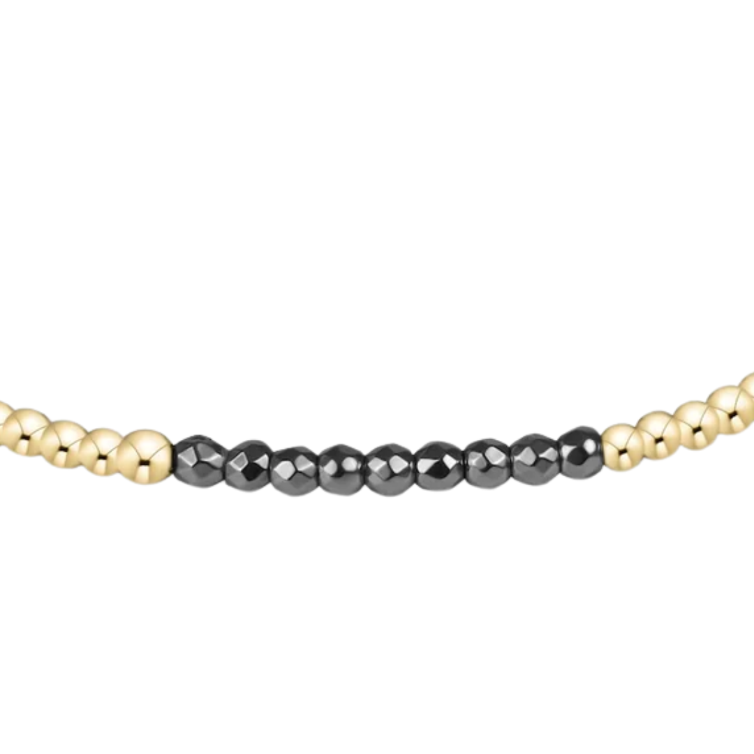 Blissful Pattern 2MM Bracelet Silver Faceted Hematite