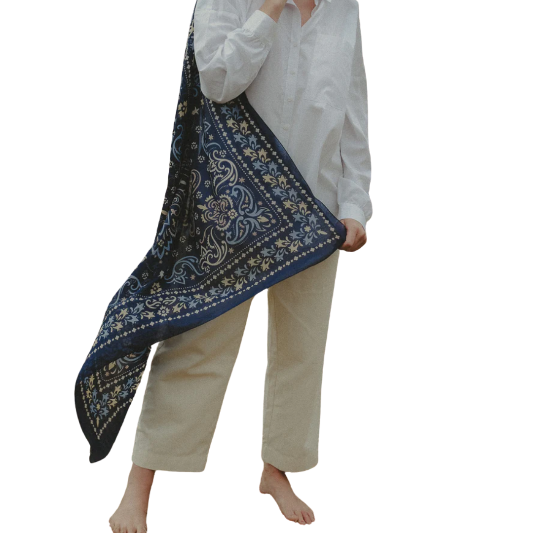 Cotton Bandana Scarf in Blue