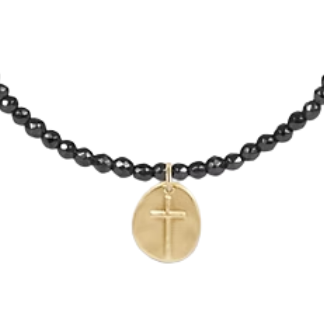 Faceted Hematite 2MM Bracelet- Inspire Small Gold Charm