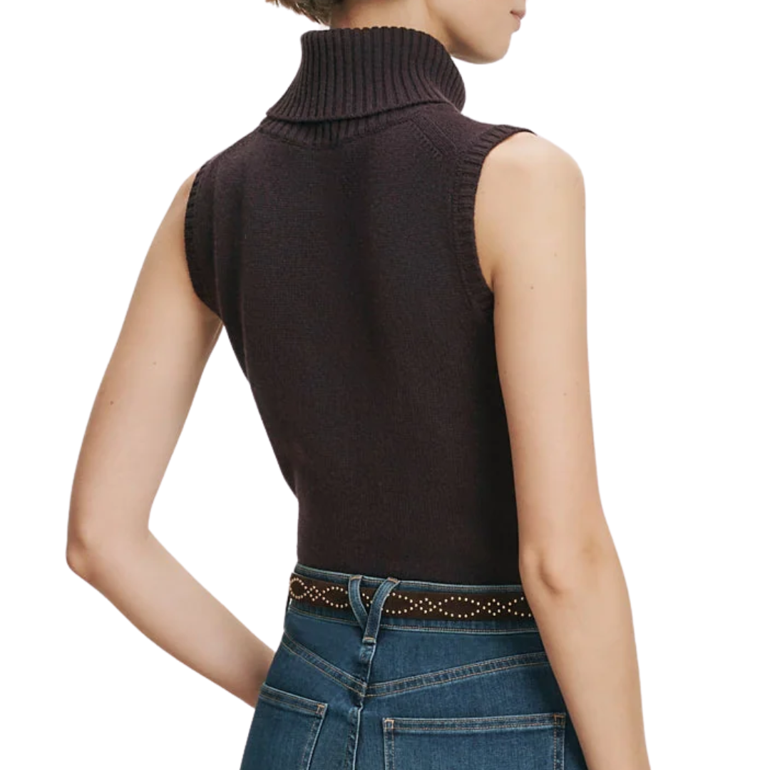 Mazzy Cashmere Sleeveless Sweater in Eggplant