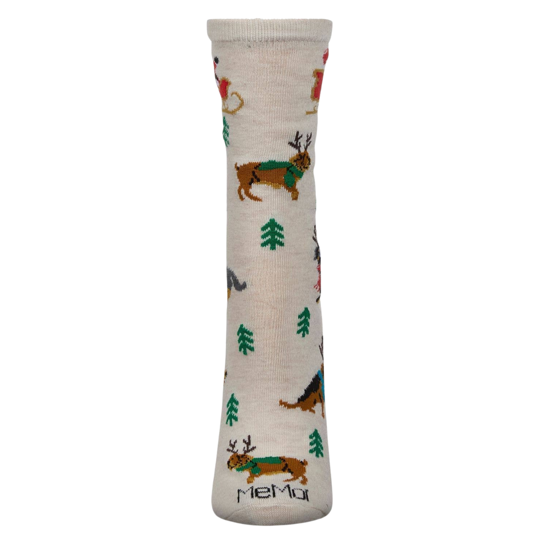 Reindeer Pups Socks in Ivory Heather