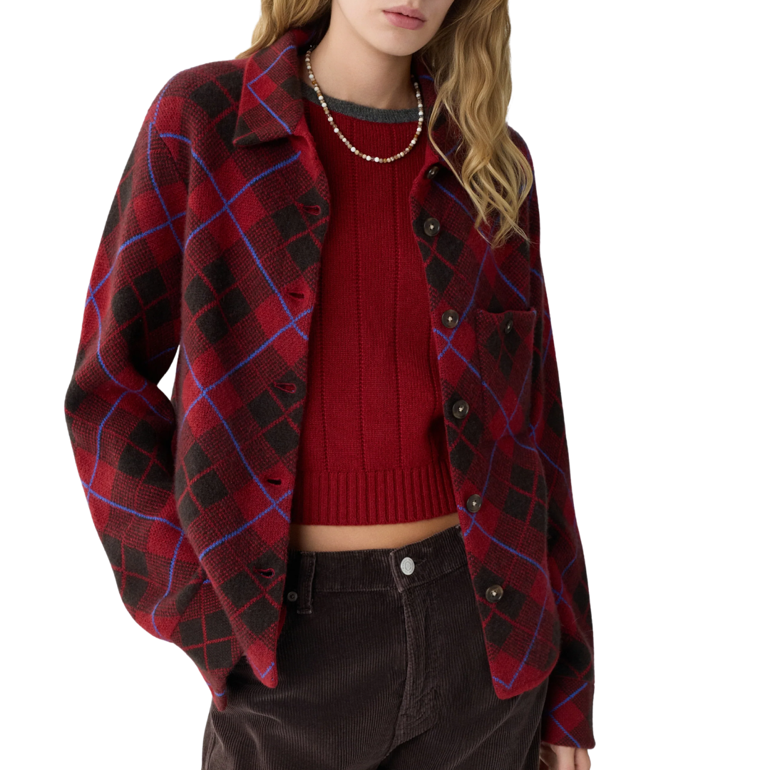 Dylan Plaid Shirt in Carmine Combo