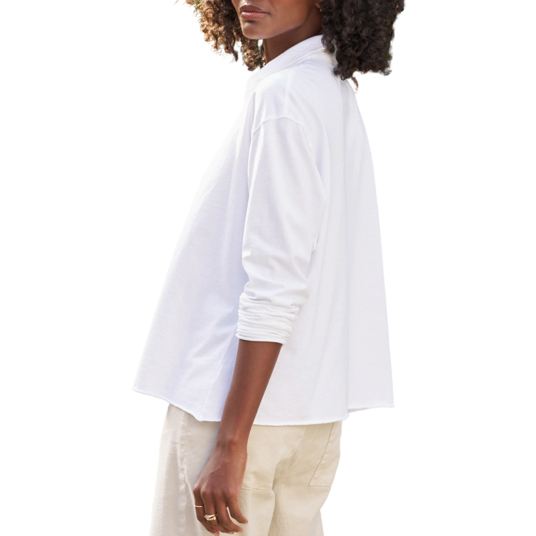 Patrick Popover Henley in White Vintage Jersey