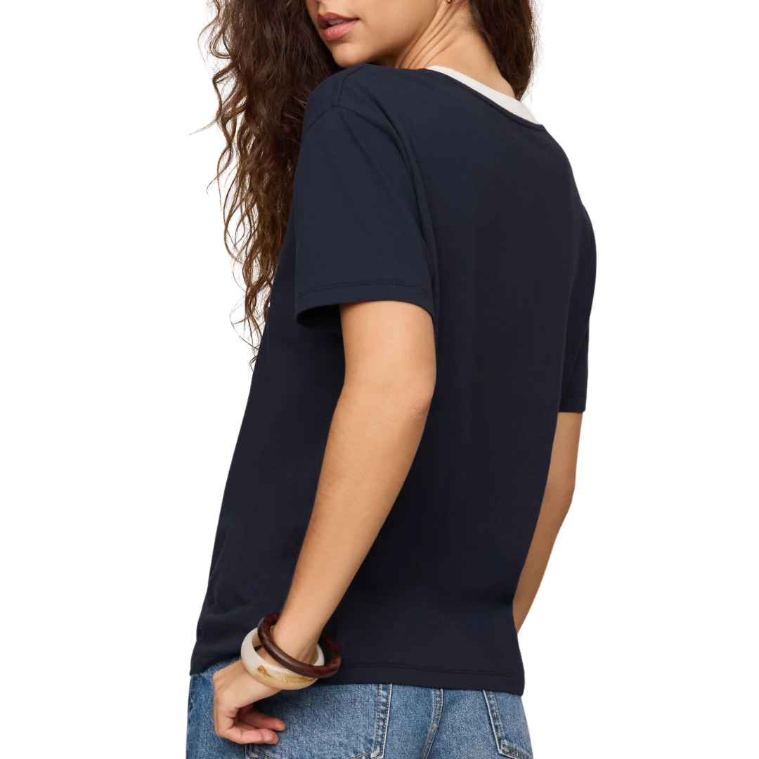 Beach Contrast Boyfriend Tee in Eclipse