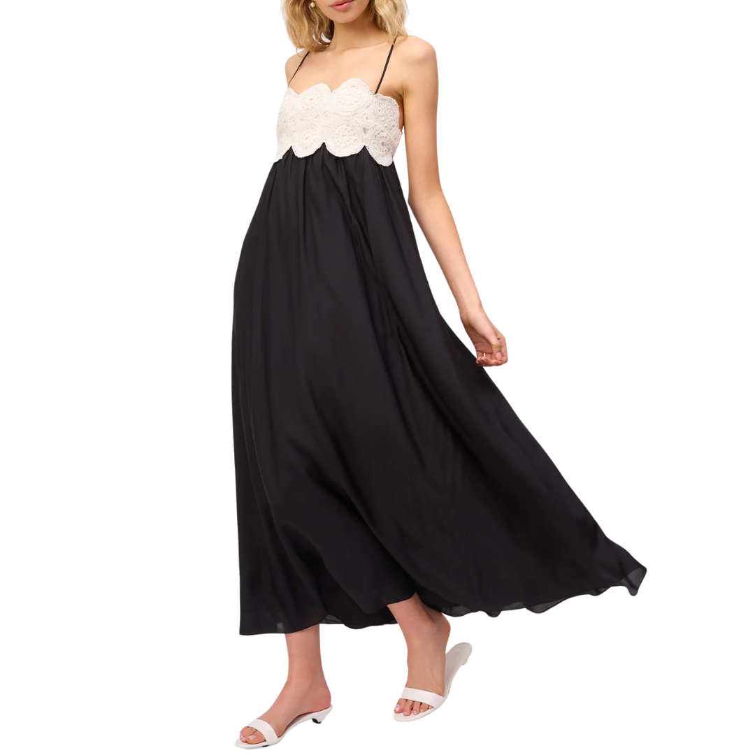 Iona Maxi Dress in Macadamia/Black
