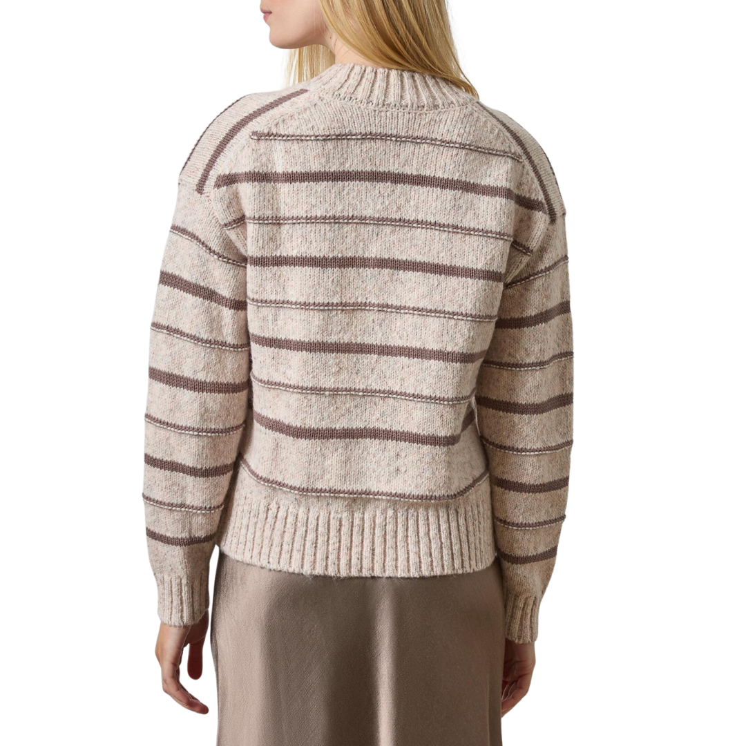 Multi Stripe V-Neck Sweater in Gardenia Stripe