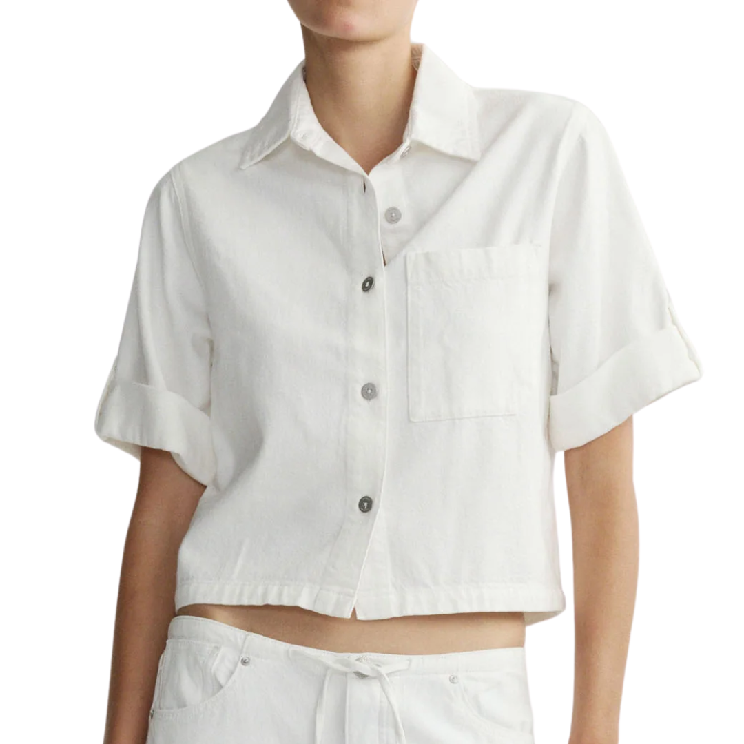 Montauk Shirt Cuffed Sleeve in White Aura