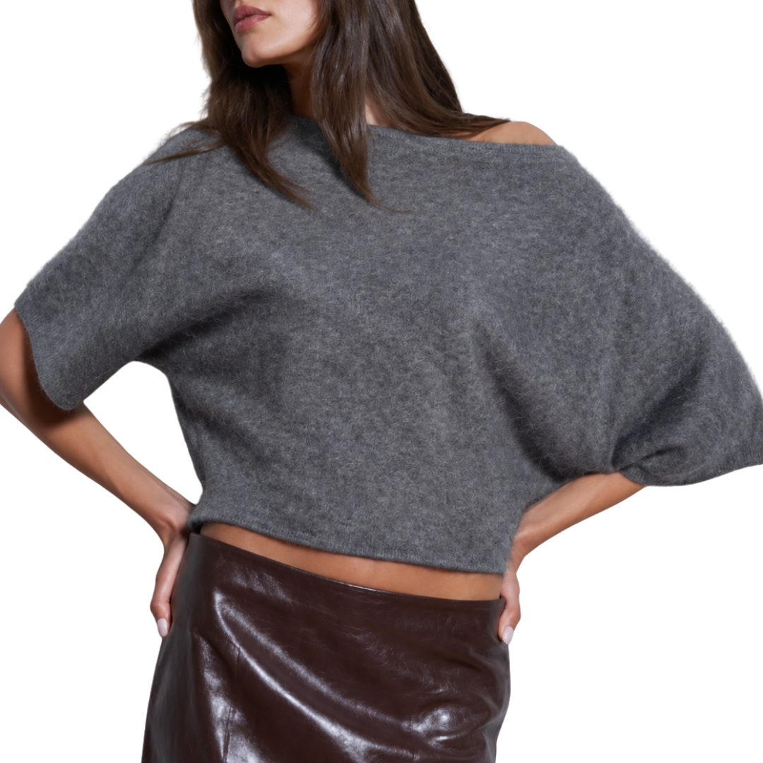 Off the Shoulder Batwing Dolman in Pewter