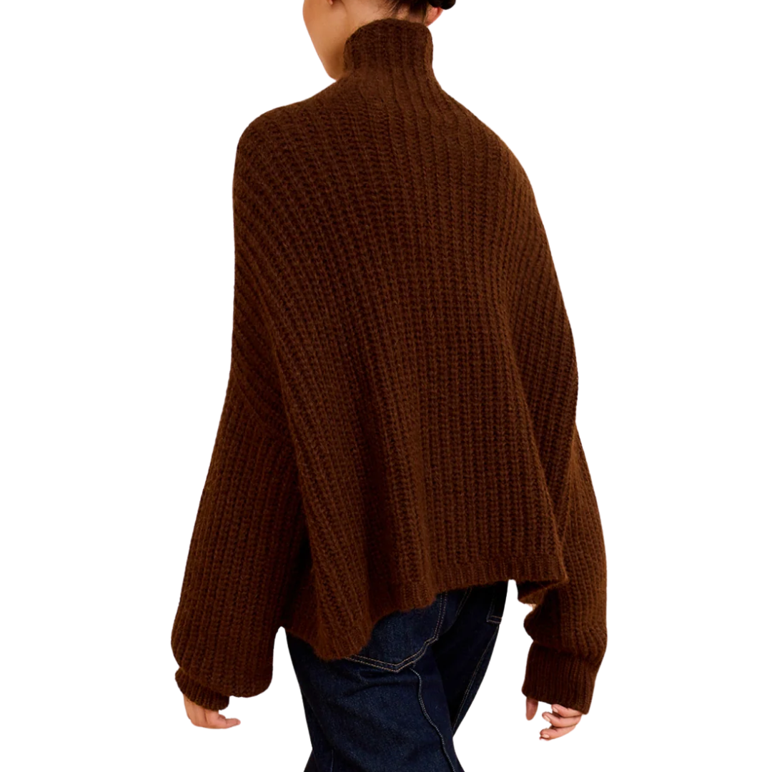 Veron Alpaca Knit Turtleneck in Mahogany