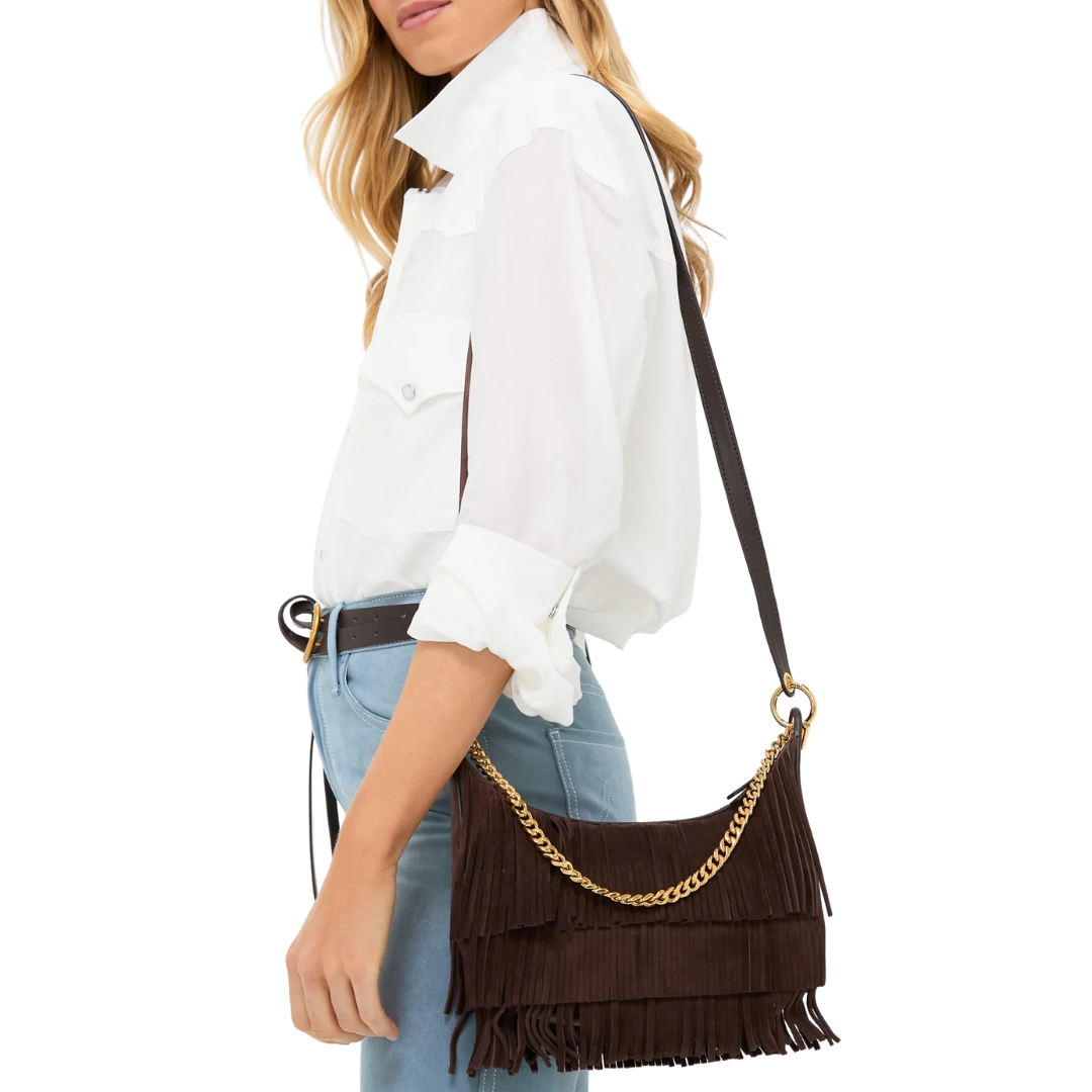 Small Fringe Fortune Crossbody in Espresso