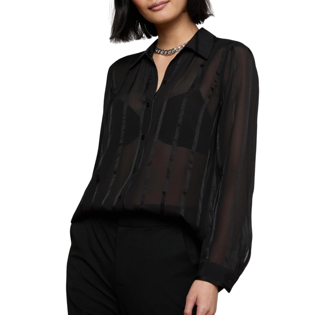 Argo Silk Blouse in Black Pinstripe