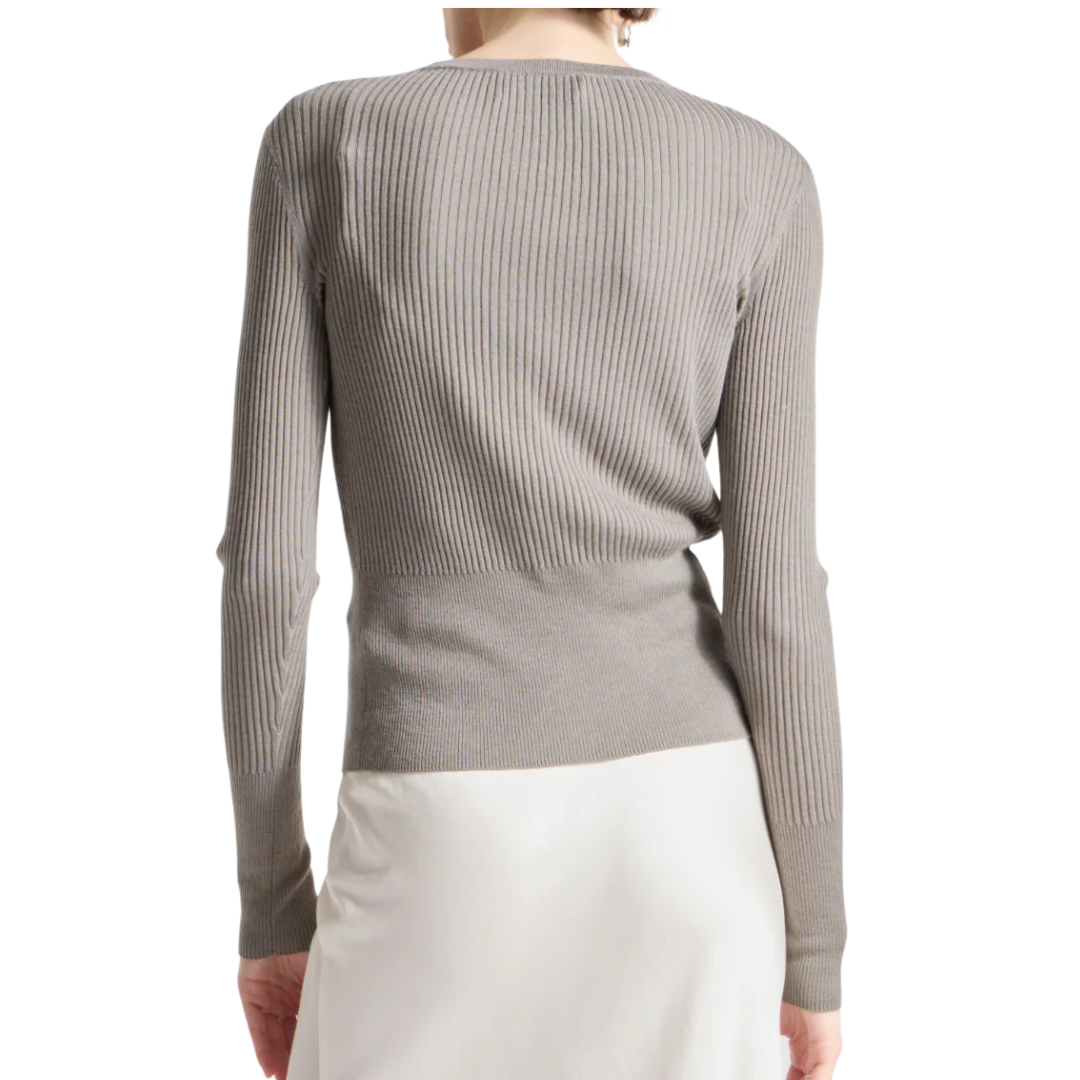 Braylon Rib Cardigan Sweater in Sage