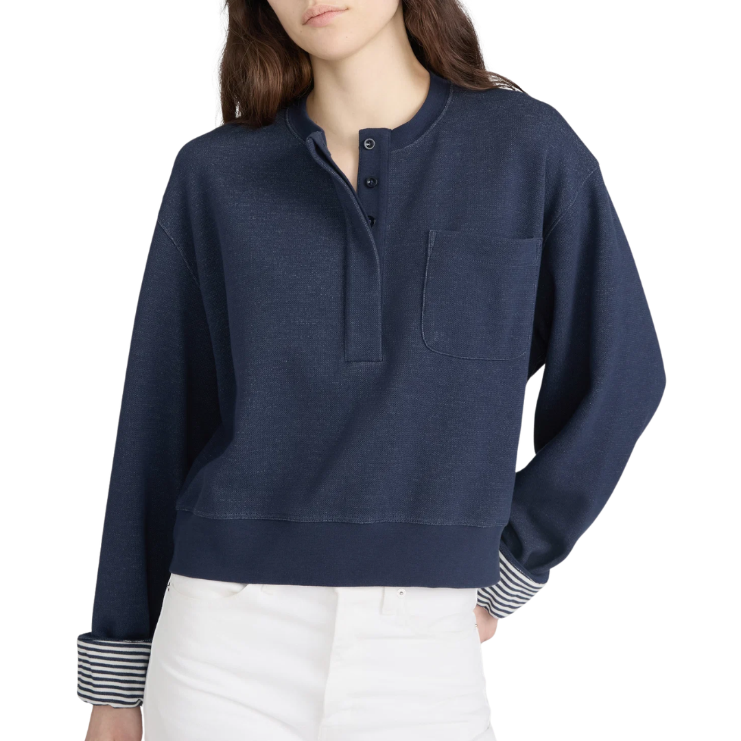 The Stripe Cuff Sweatshirt in Navy Multi