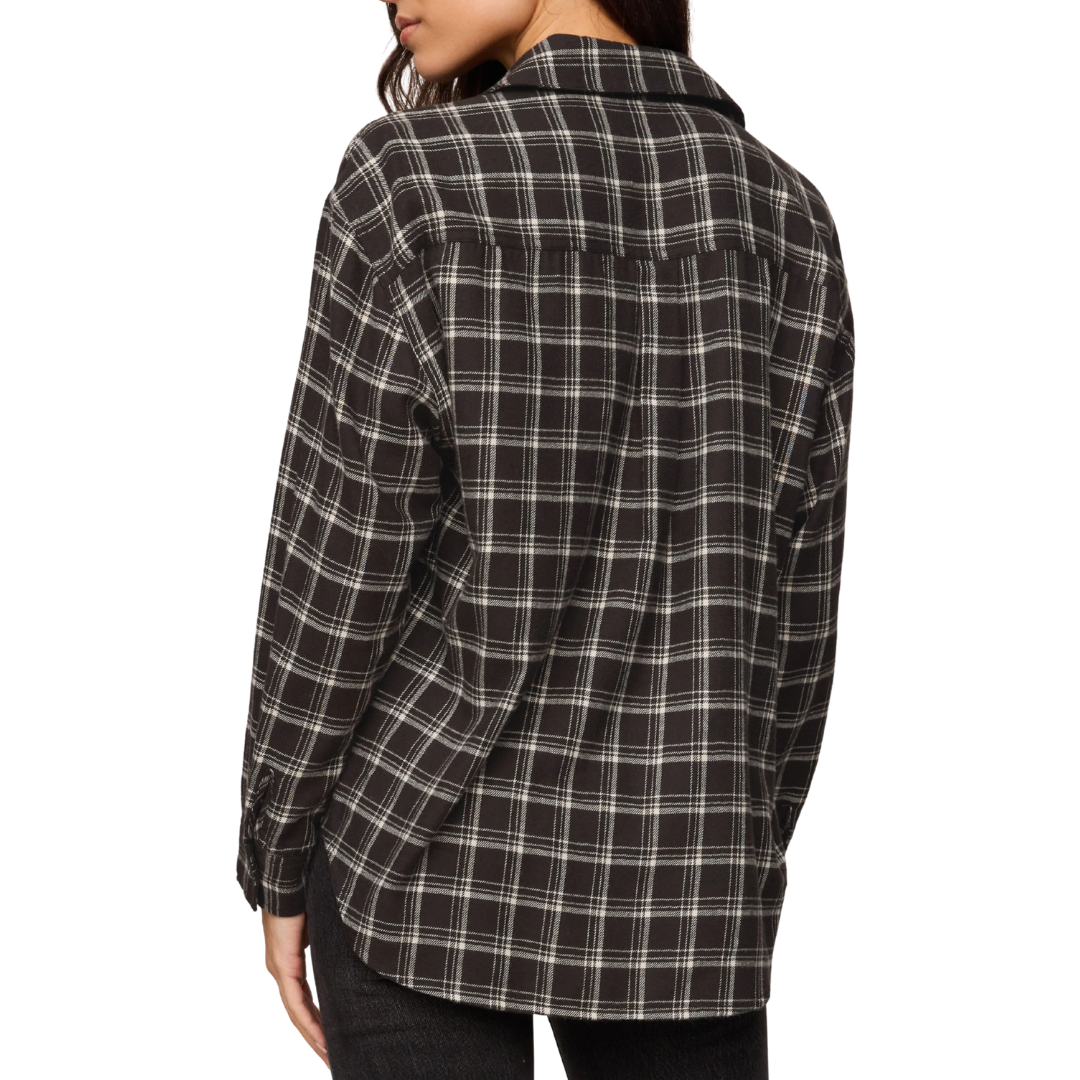 River Plaid Button Up in Ash Black