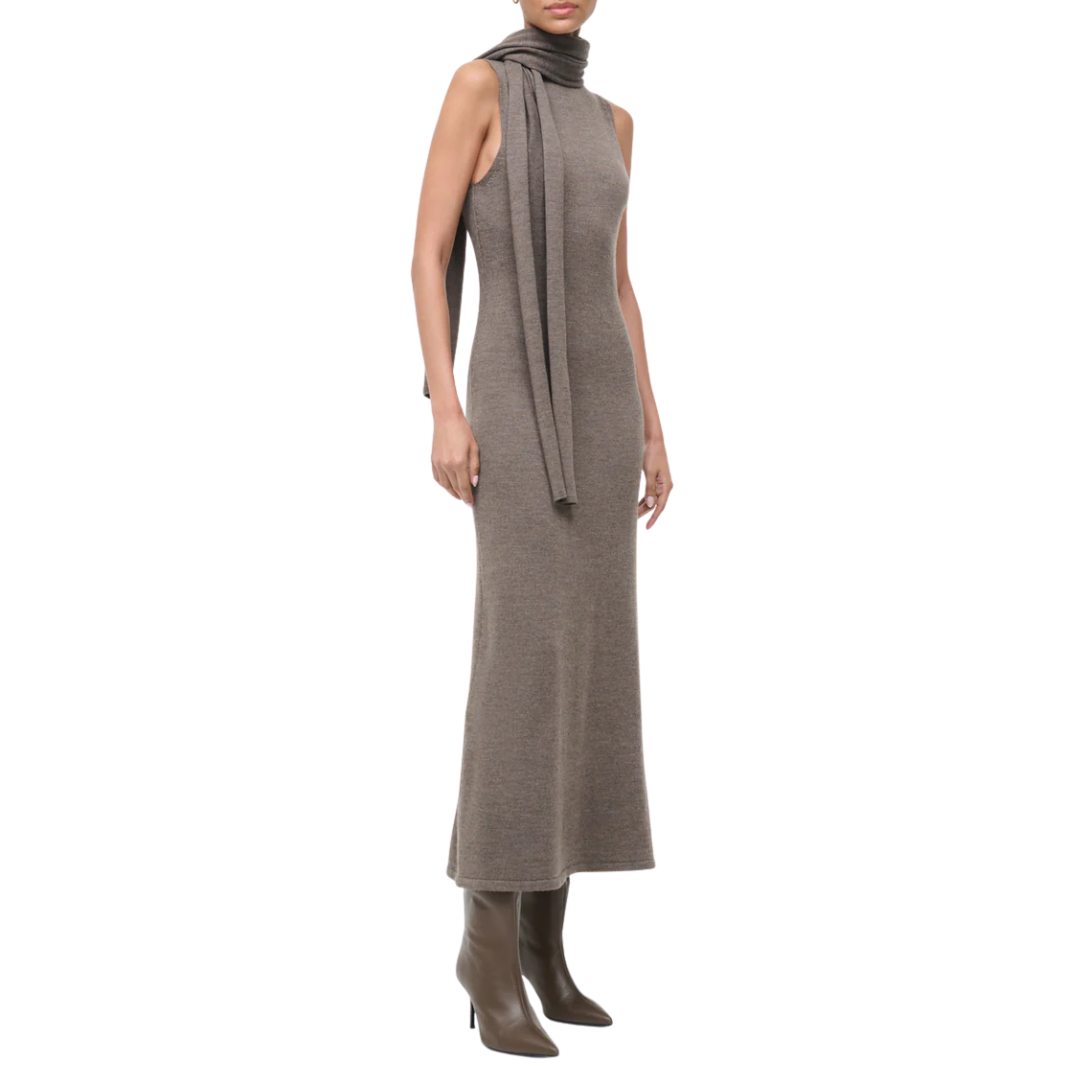 Canal Midi Dress in Truffle