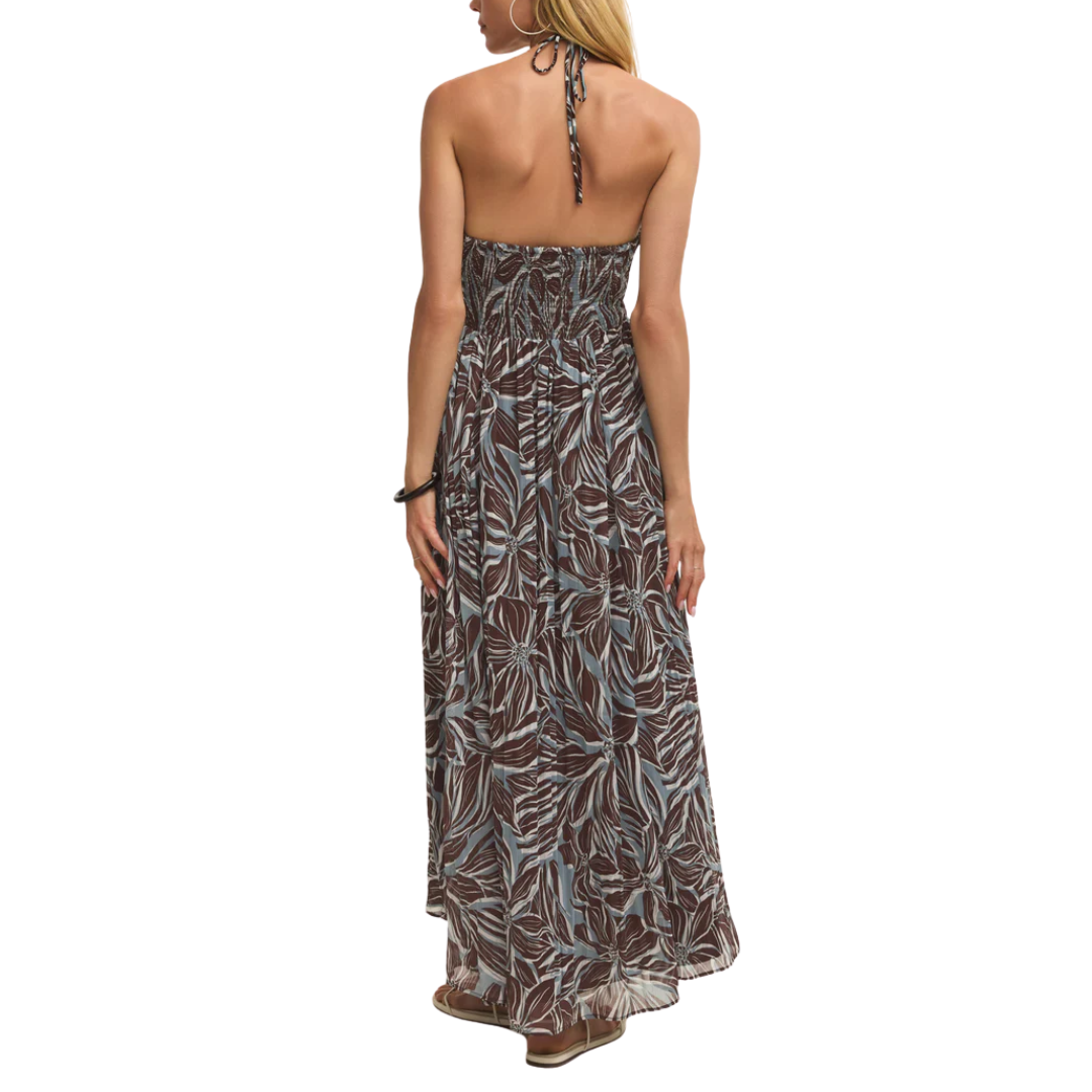 Lanie Zinn Floral Maxi Dress in Chocolate Cherry