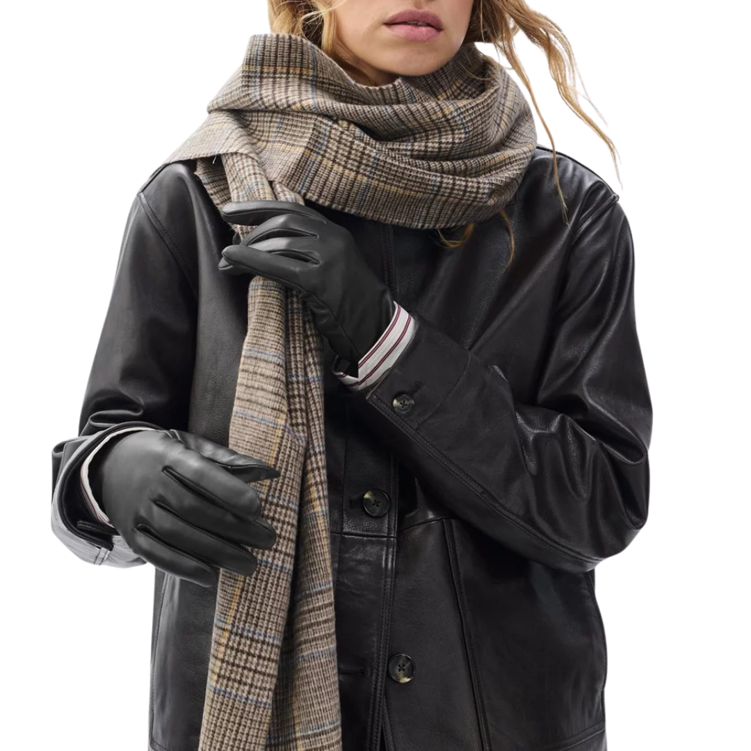 Joni Cashmere-Lined Leather Gloves in Black