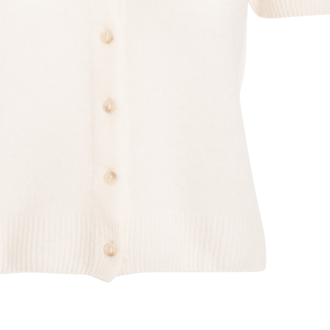 Coastal Cashmere S/S Cardigan in White