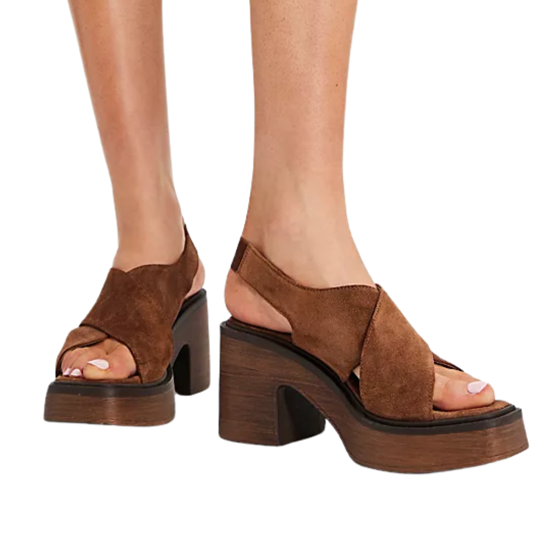 Cora Platform Clogs in Cognac Suede