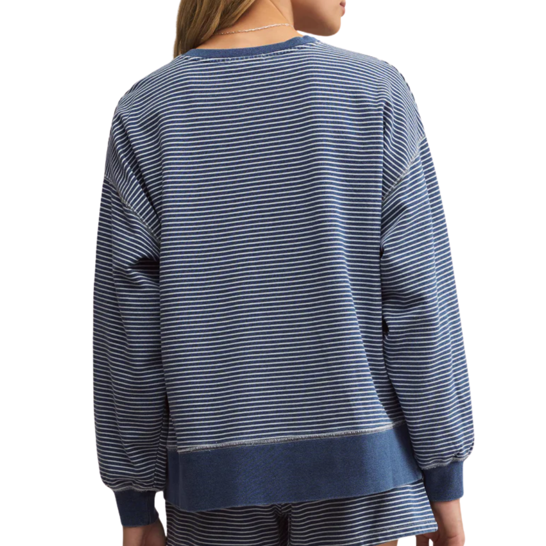 Apollo Striped Sweatshirt in Vintage Indigo