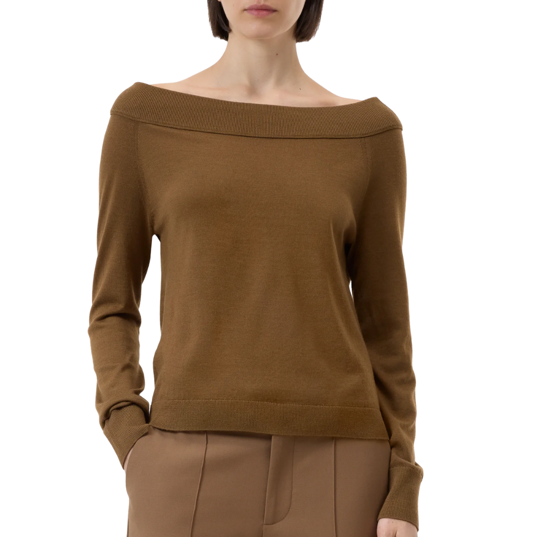 Wool And Silk Blend Jumper in Light Mocha Brown