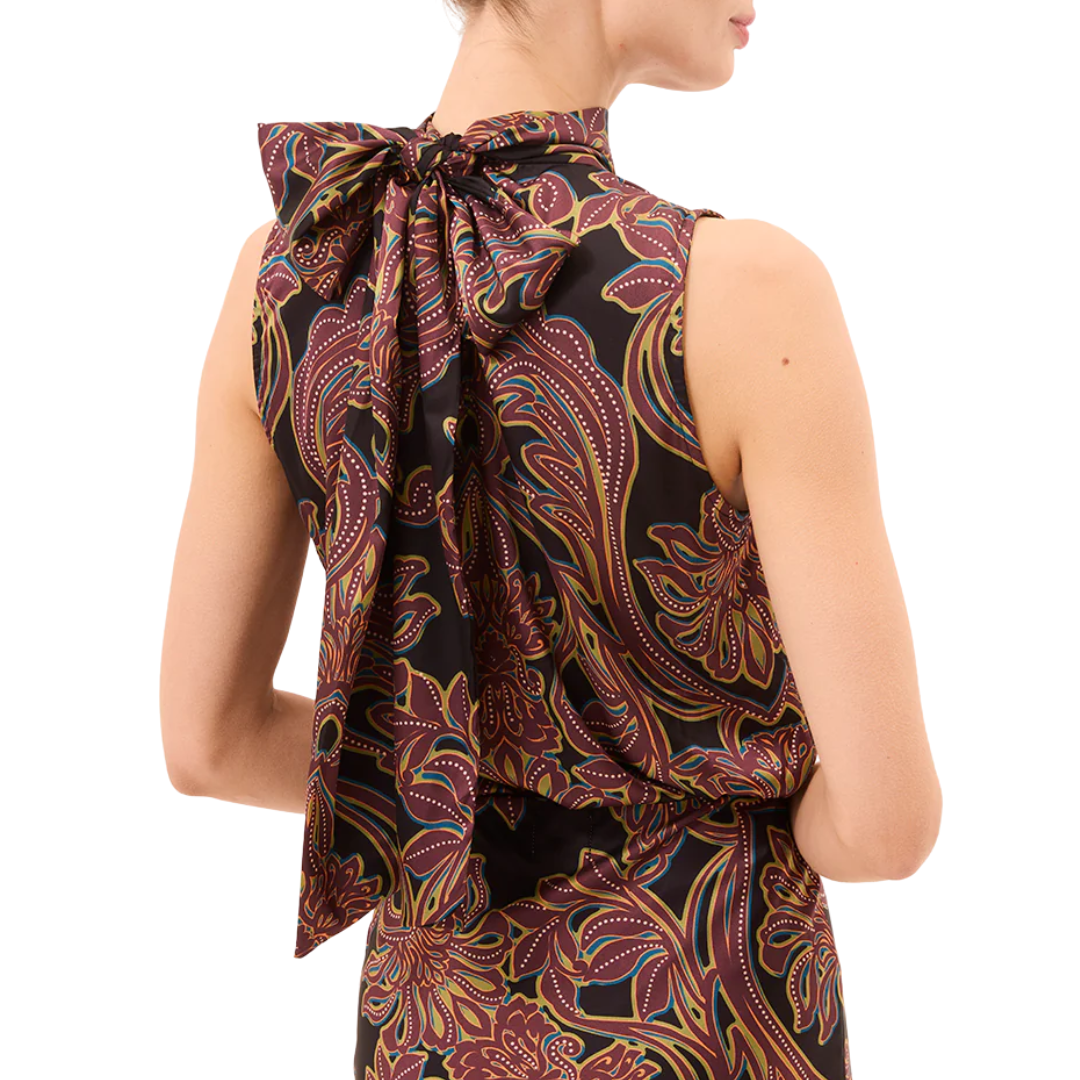 Luka Top in Studded Flora Satin