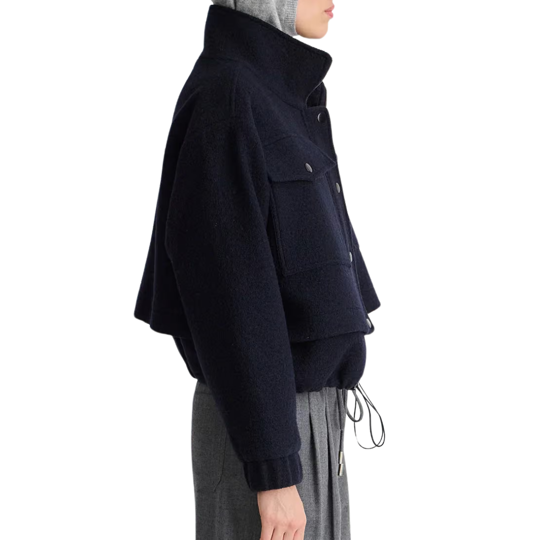 Selva Cropped Bomber in Midnight