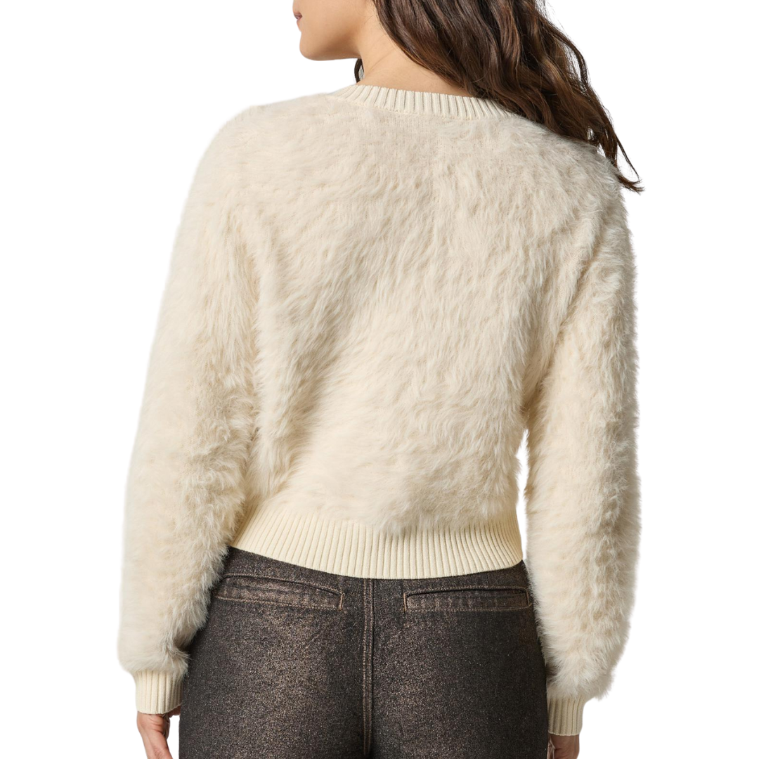 Brushed Crewneck Cardigan in Ivory