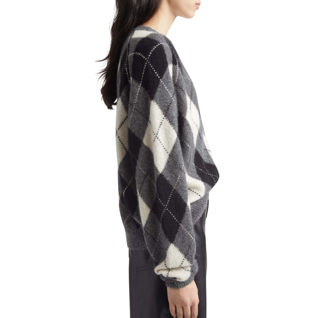 Feron Argyle Sweater in Charcoal Argyle