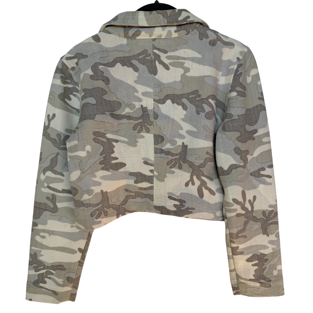 Camo Crop Jacket in Grey