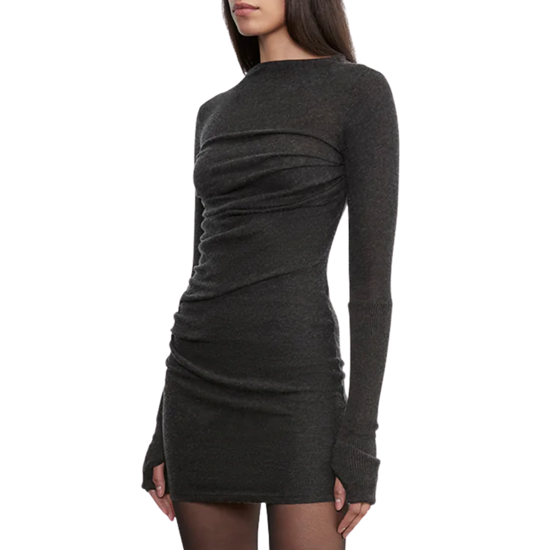 Cashmere Twist Dress in Charcoal