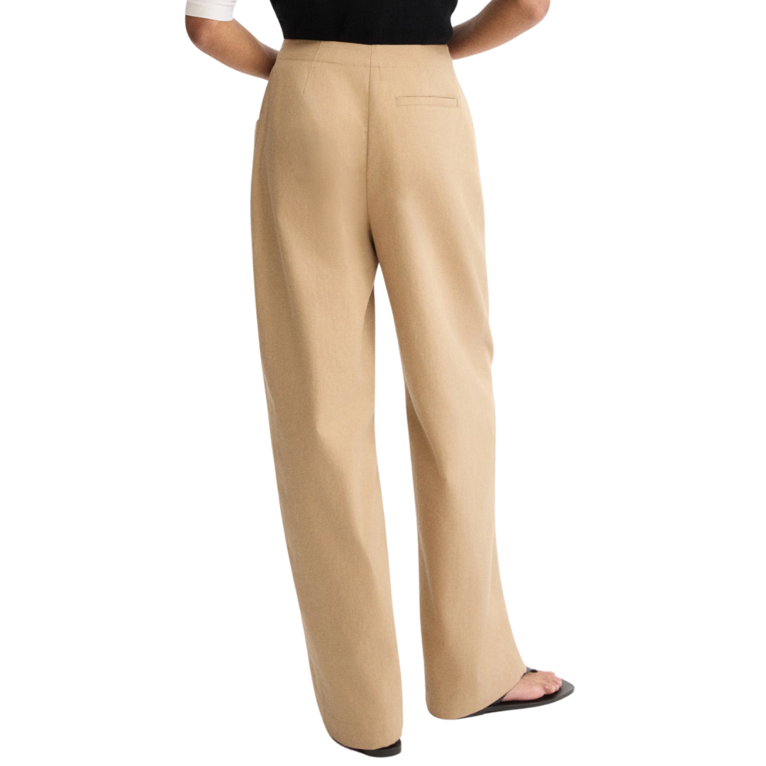 Leroy Flat Front Barrel Pants in Khaki