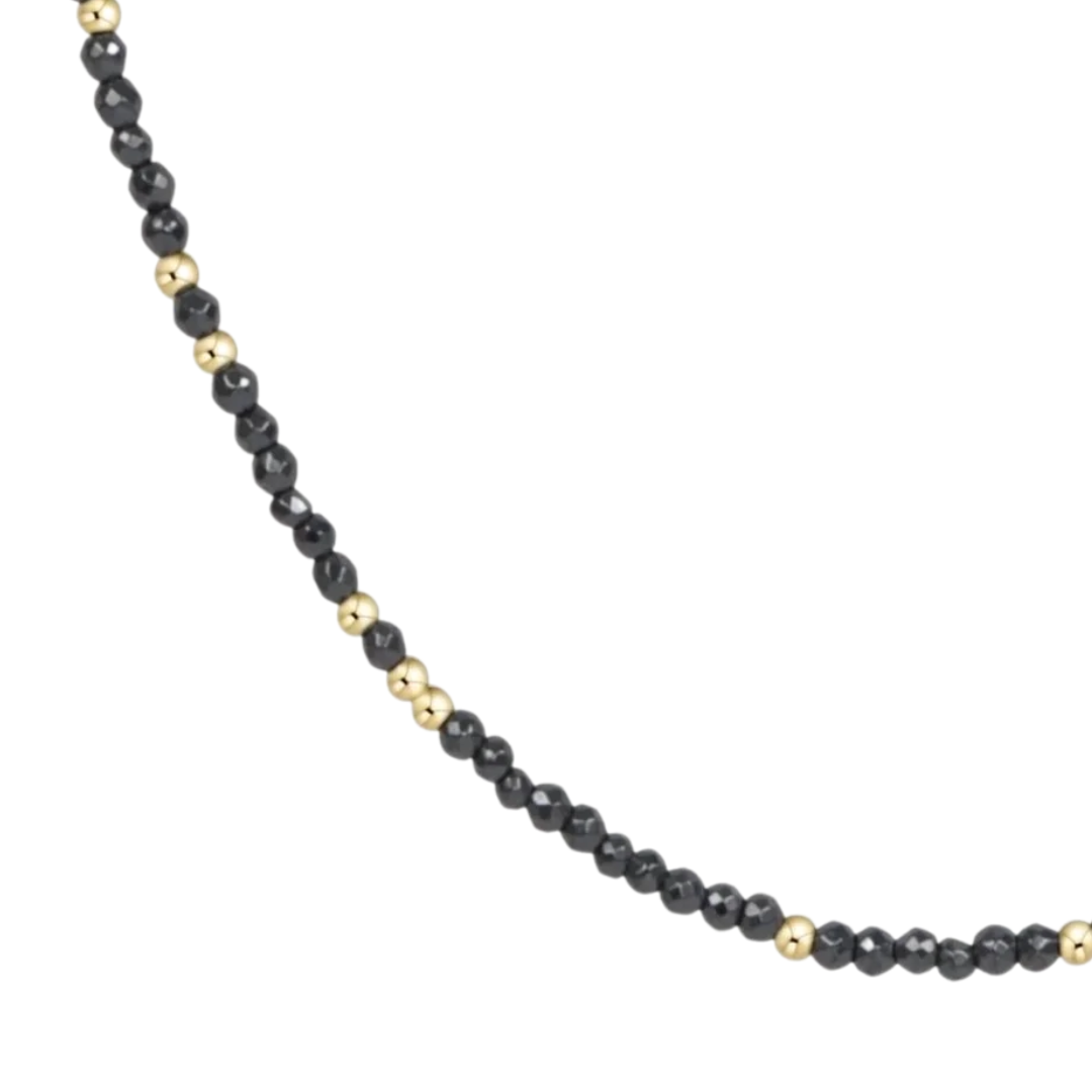 15" Choker Hope Unwritten Gemstone in Faceted Hematite
