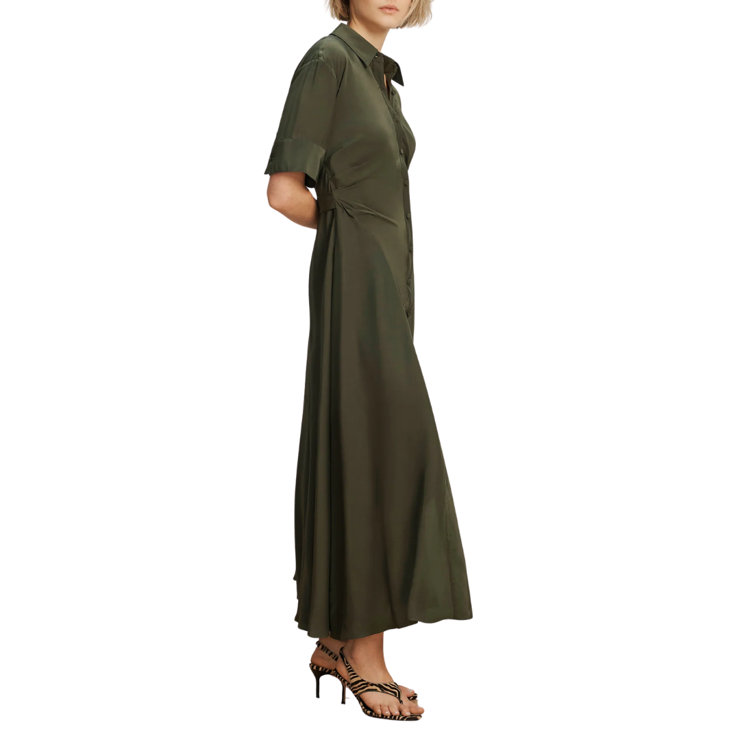 Perenna Maxi Shirtdress in Loden