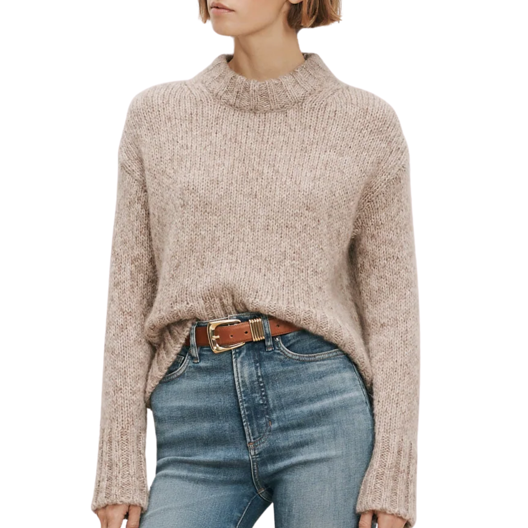 Andi Mock-Neck Sweater in Marled Oatmeal