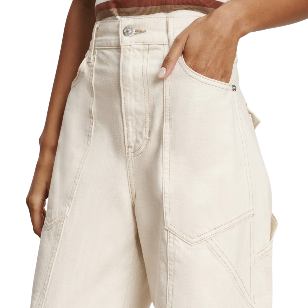 Freddy Wide-Leg Cargo Jean in Ecru