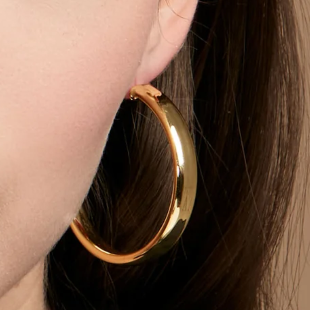 Large Flat Metal Hoop in Gold