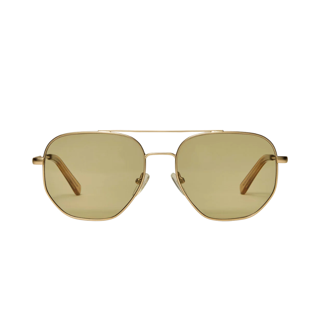 Highway Polarized Sunglasses in Satin Gold - Khaki