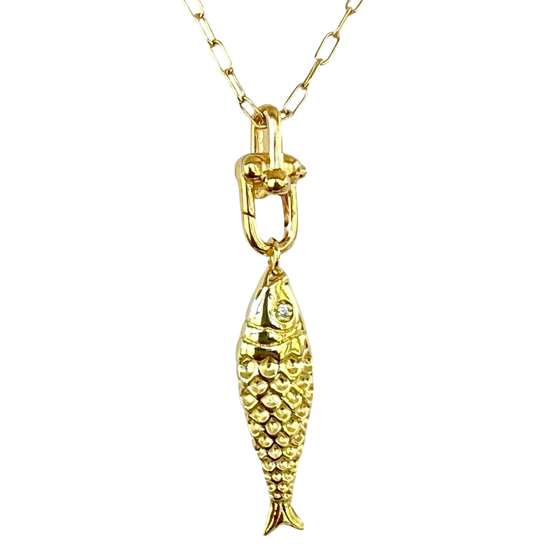 Gold Fish Pendant Necklace
