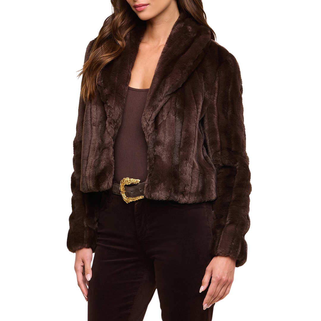 Davy Faux Fur Jacket in Dark Java Striped Fur