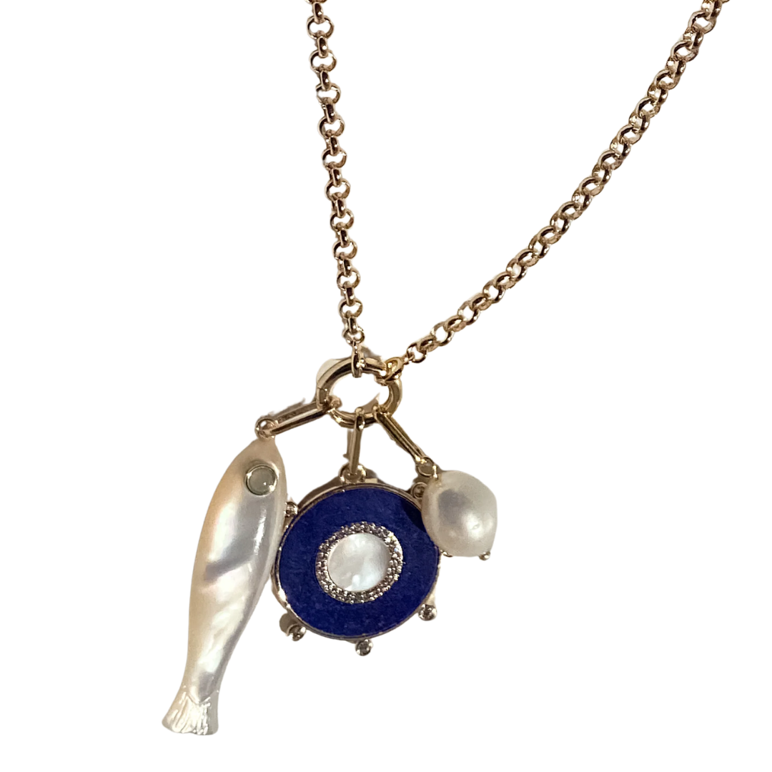 Vienna Rolo Charm Necklace in 14k Gold Plated