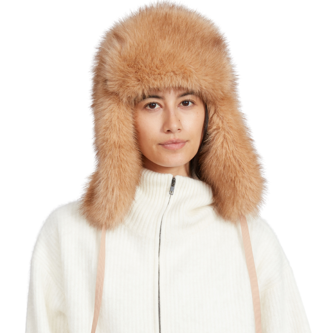 Mel Faux Fur Trapper Hat in Camel