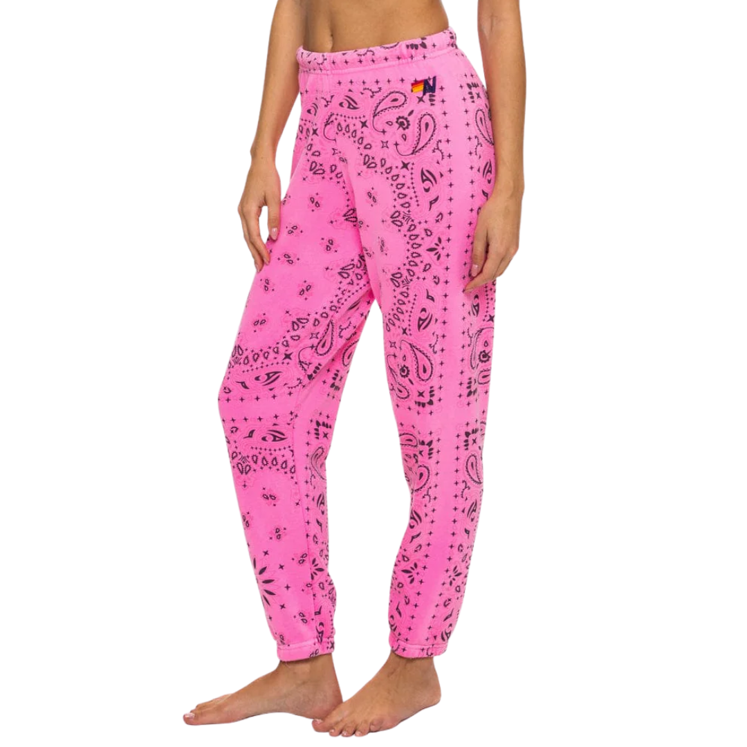 Bandana Sweatpants in Neon Pink